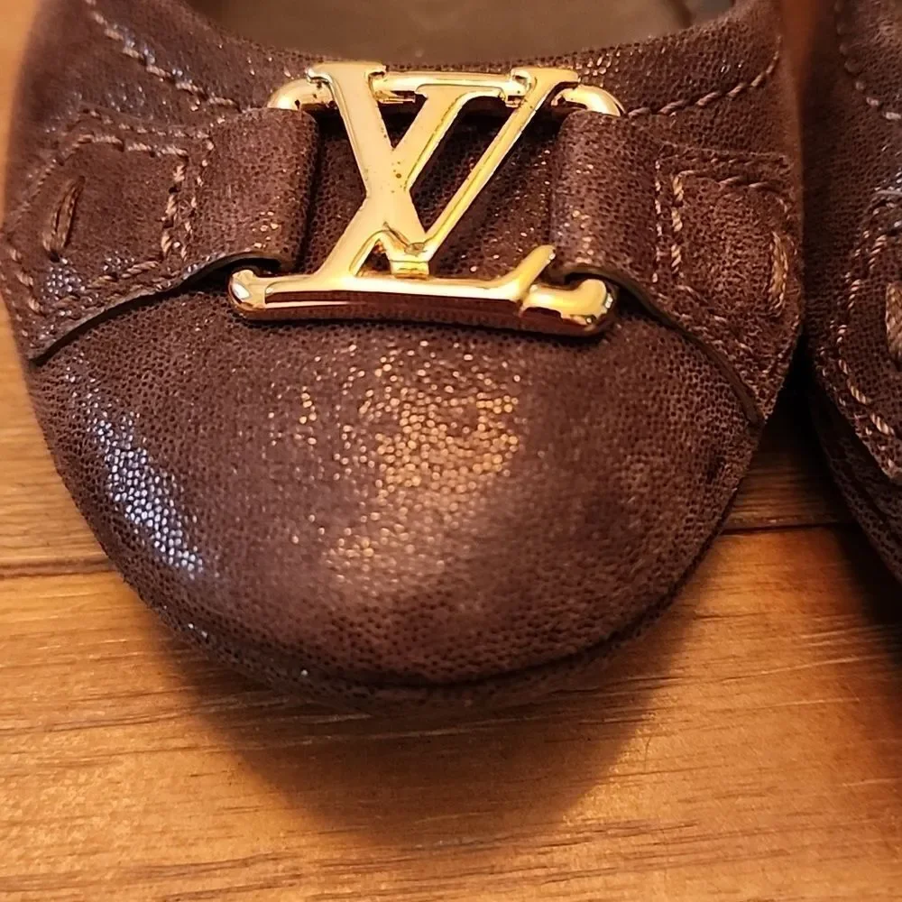 Authentic Louis Vuitton Brown Oxford Ballerina Flats Size 36